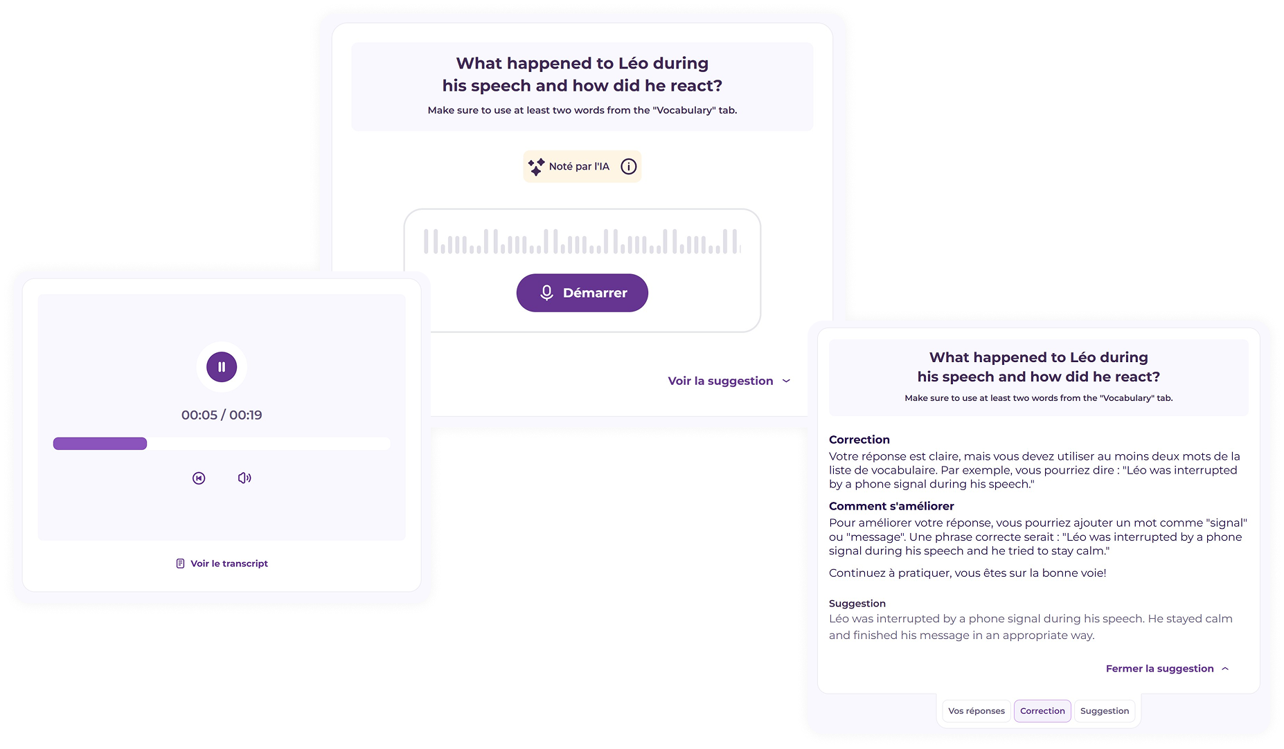 Exercices d'expression orale corrigés par IA GlobalExam